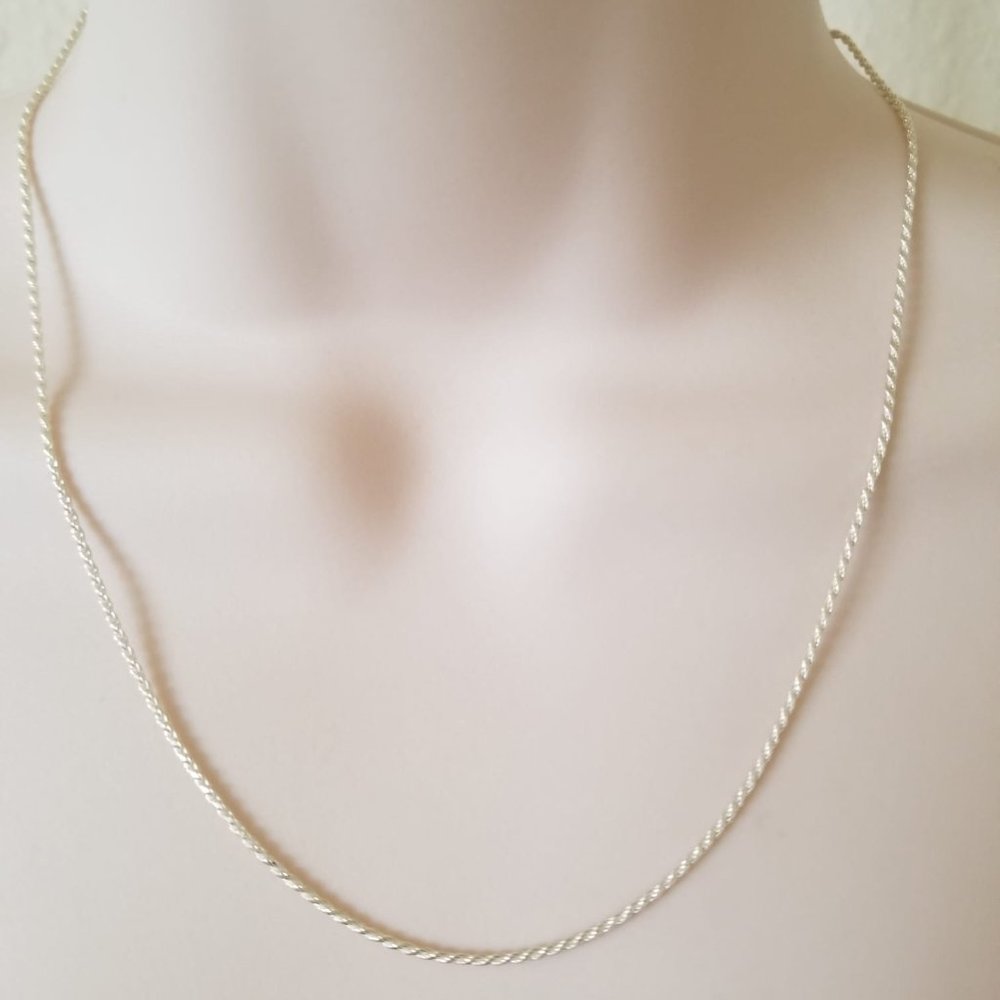 Solid 925 Sterling Silver 1.5mm 18" Diamond Rope Chain Necklace Italy